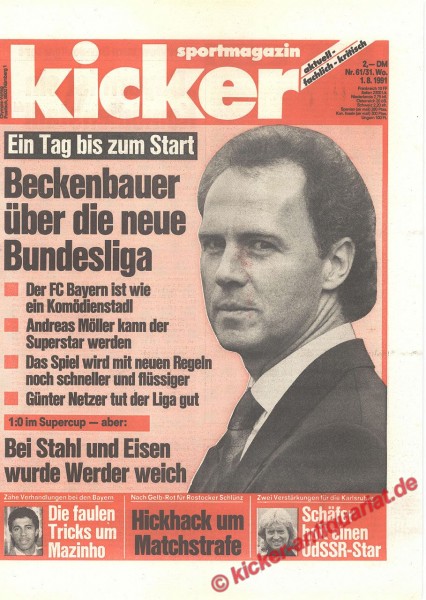 Kicker Sportmagazin Nr. 61, 1.8.1991 bis 7.8.1991