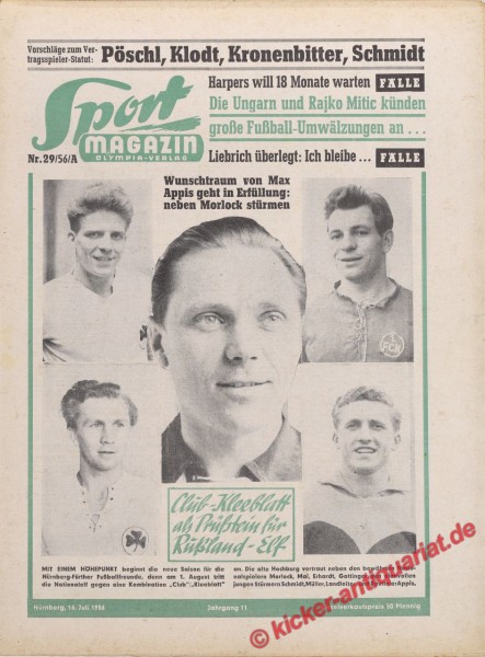 Sportmagazin Nr. 29A, 16.7.1956 bis 22.7.1956