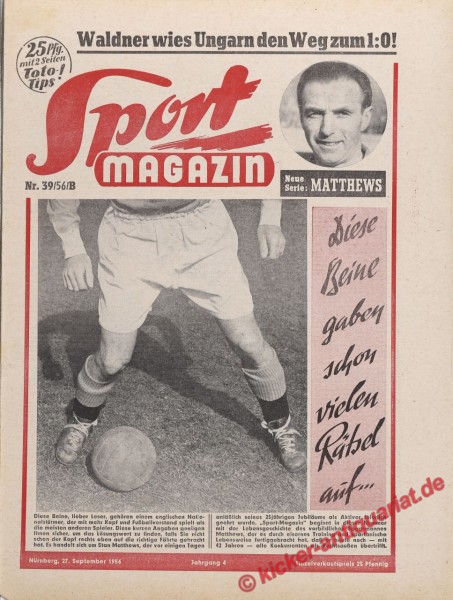 Sportmagazin Nr. 39B, 27.9.1956 bis 3.10.1956
