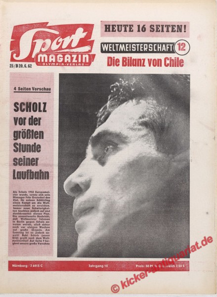 Weltmeisterschaft 1962 Heft Nummer 12: Bubi Scholz vor der größten stunde seiner Laufbahn