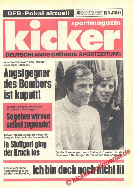 Kicker Sportmagazin Nr. 93, 14.11.1974 bis 20.11.1974