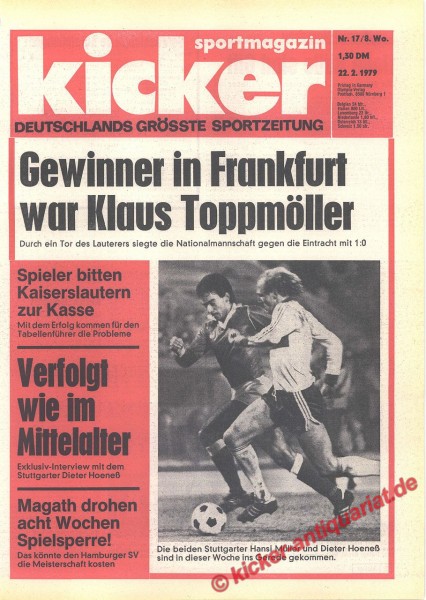 Kicker Sportmagazin Nr. 17, 22.2.1979 bis 28.2.1979