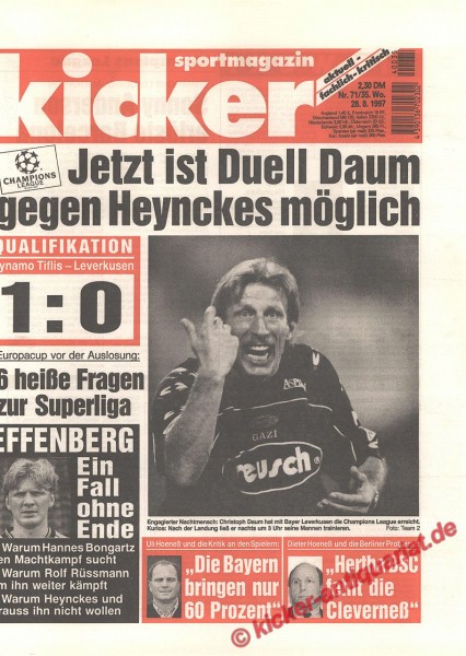 Kicker Sportmagazin Nr. 71, 28.8.1997 bis 3.9.1997