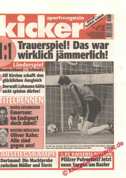 Kicker Sportmagazin Nr. 35, 27.4.2000 bis 3.5.2000