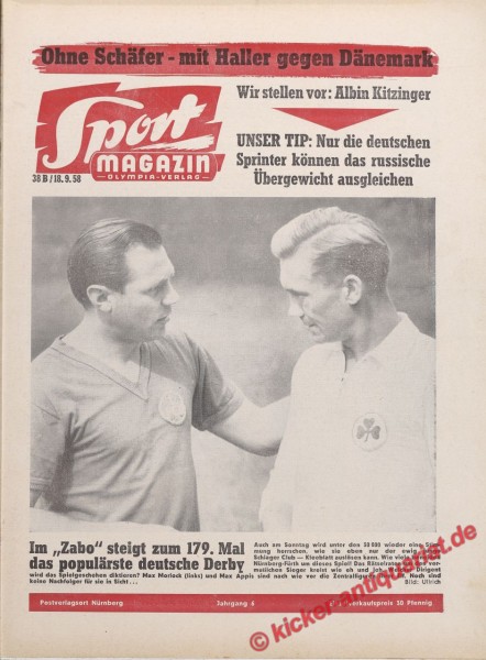 Sportmagazin Nr. 38B, 18.9.1958 bis 24.9.1958