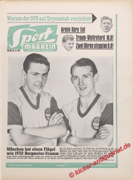 Sportmagazin Nr. 36A, 8.9.1958 bis 14.9.1958