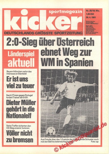 Kicker Sportmagazin Nr. 35, 30.4.1981 bis 6.5.1981