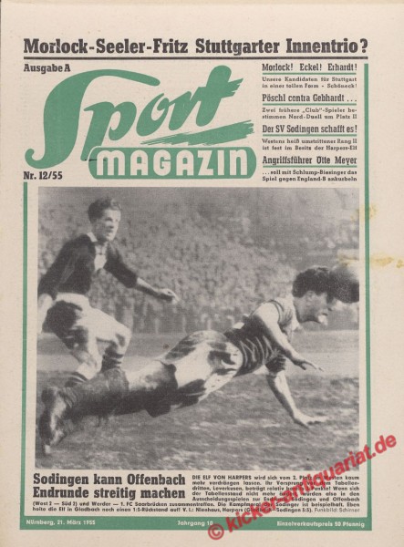 Sportmagazin Zeitung vom 21. März 1955 bis 27. März 1955