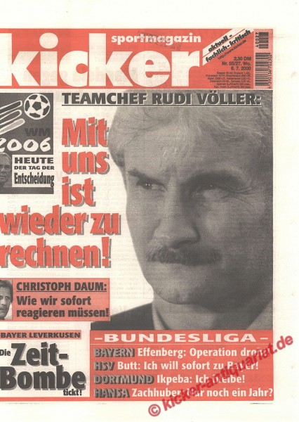 Kicker Sportmagazin Nr. 55, 6.7.2000 bis 12.7.2000