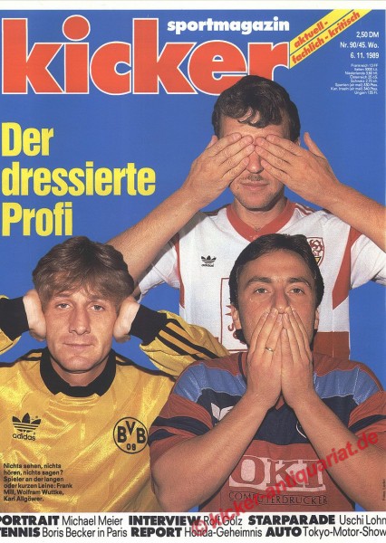 Kicker Sportmagazin Nr. 90, 6.11.1989 bis 12.11.1989