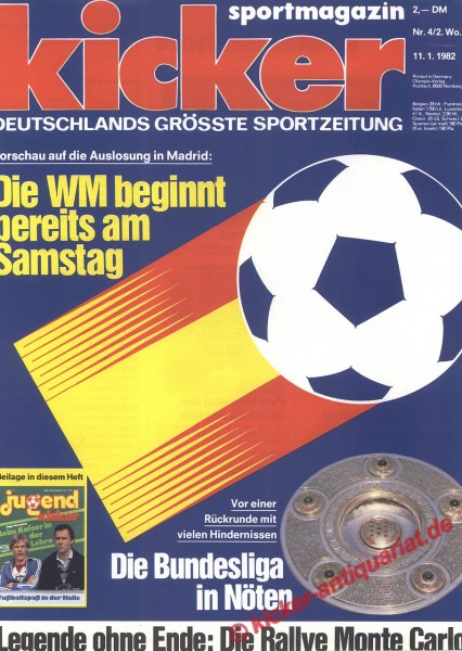 Kicker Sportmagazin Nr. 4, 11.1.1982 bis 17.1.1982