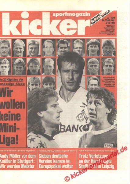 Kicker Sportmagazin Nr. 79, 3.10.1991 bis 9.10.1991