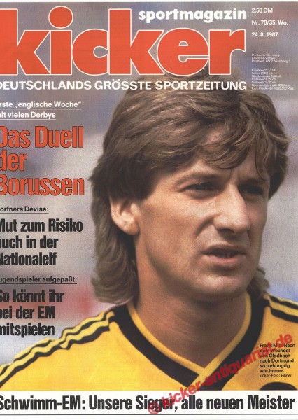 Kicker Sportmagazin Nr. 70, 24.8.1987 bis 30.8.1987