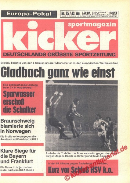 Kicker Sportmagazin Nr. 85, 20.10.1977 bis 26.10.1977
