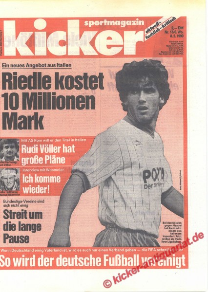 Kicker Sportmagazin Nr. 13, 8.2.1990 bis 14.2.1990