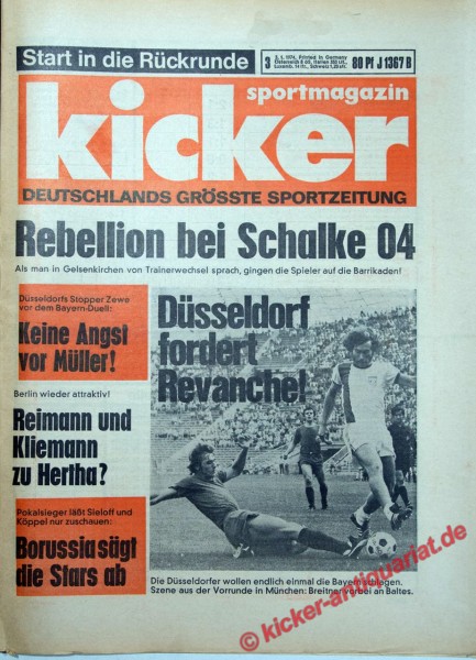 Kicker Sportmagazin Nr. 3, 3.1.1974 bis 9.1.1974