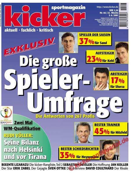 Kicker Sportmagazin Nr. 46, 4.6.2001 bis 10.6.2001