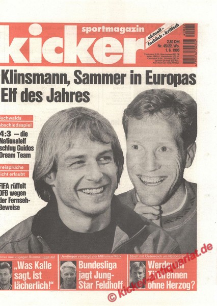 Kicker Sportmagazin Nr. 45, 31.5.1995 bis 6.6.1995