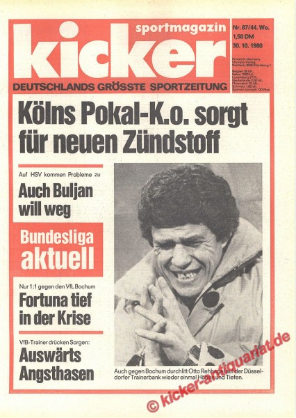 Kicker Sportmagazin Nr. 87, 30.10.1980 bis 5.11.1980