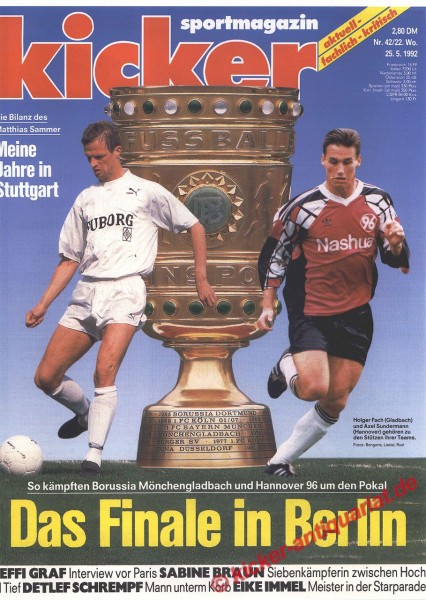 Kicker Sportmagazin Nr. 42, 25.5.1992 bis 31.5.1992