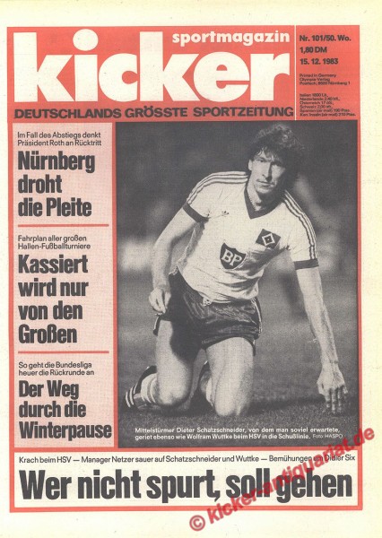 Kicker Sportmagazin Nr. 101, 15.12.1983 bis 21.12.1983