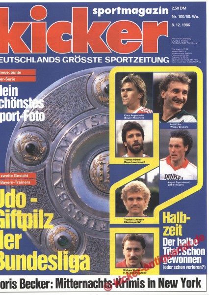 Kicker Sportmagazin Nr. 100, 8.12.1986 bis 14.12.1986