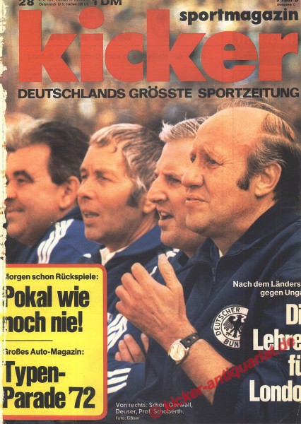 Kicker Sportmagazin Nr. 28, 4.4.1972 bis 10.4.1972