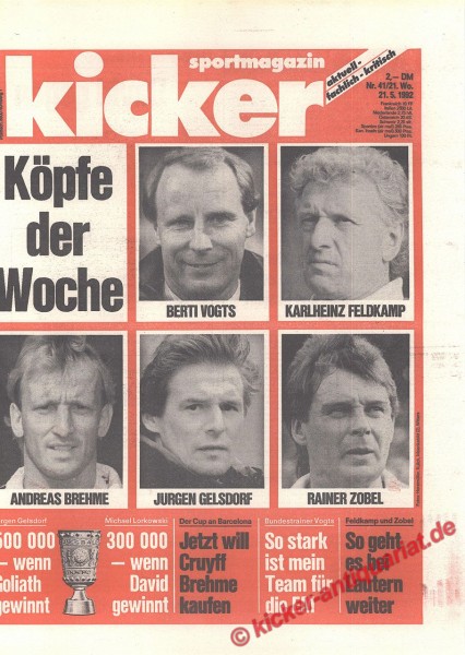Kicker Sportmagazin Nr. 41, 21.5.1992 bis 27.5.1992