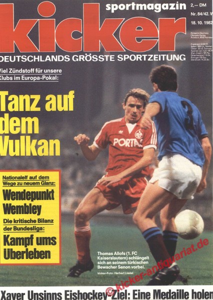 Kicker Sportmagazin Nr. 84, 18.10.1982 bis 24.10.1982