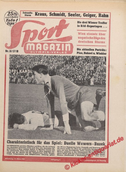 Sportmagazin Nr. 11B, 14.3.1957 bis 20.3.1957