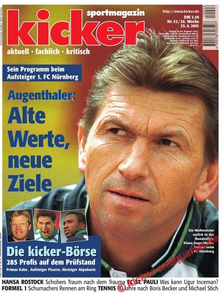 Kicker Sportmagazin Nr. 52, 25.6.2001 bis 1.7.2001