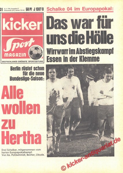 Kicker Sportmagazin Nr. 31, 17.4.1970 bis 23.4.1970