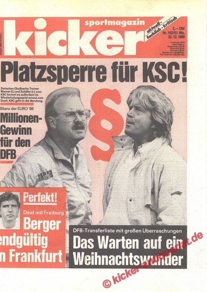 Kicker Sportmagazin Nr. 103, 22.12.1988 bis 28.12.1988