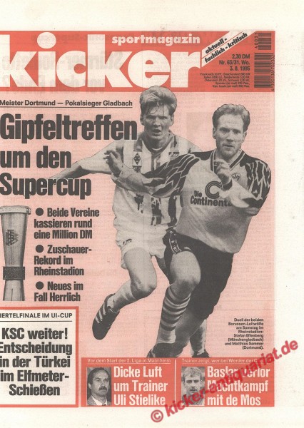 Kicker Sportmagazin Nr. 63, 31.7.1995 bis 6.8.1995