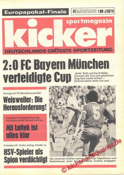 Kicker Sportmagazin Nr. 43, 29.5.1975 bis 4.6.1975