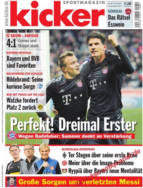 Kicker Sportmagazin Nr. 99, 6.12.2012 bis 12.12.2012