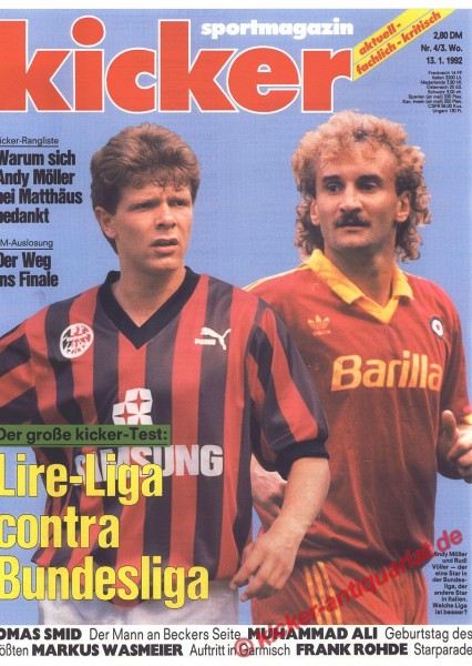 Titelbild: Völler und Möller. LIRE LIGA CONTRA BUNDESLIGA