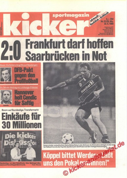Kicker Sportmagazin Nr. 51, 22.6.1989 bis 28.6.1989