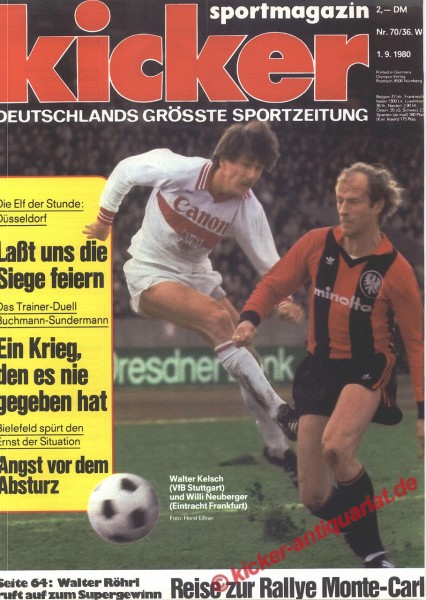 Kicker Sportmagazin Nr. 70, 1.9.1980 bis 7.9.1980