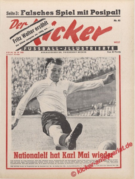 Kicker Nr. 41, 10.10.1955 bis 16.10.1955