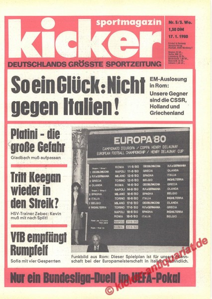 Kicker Sportmagazin Nr. 5, 17.1.1980 bis 23.1.1980
