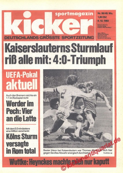 Kicker Sportmagazin Nr. 99, 9.12.1982 bis 15.12.1982