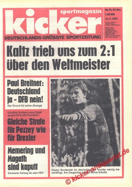 Kicker Sportmagazin Nr. 75, 13.9.1979 bis 19.9.1979