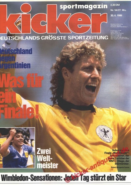 Kicker Titelbild: Diego Maradona und Toni Schumacher