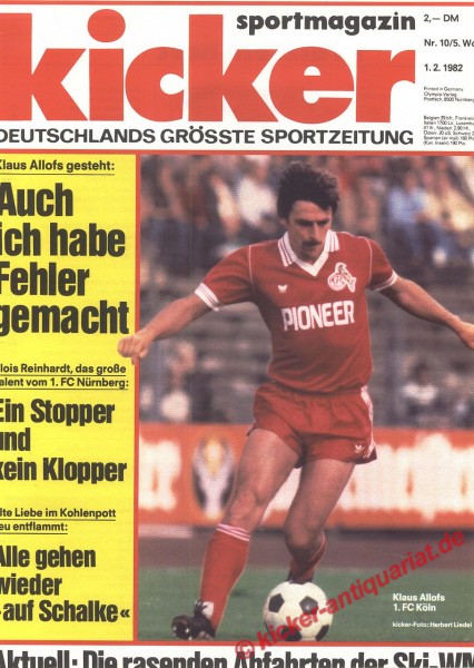 Kicker Sportmagazin Nr. 10, 1.2.1982 bis 7.2.1982