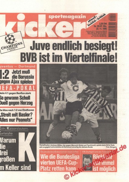 Kicker Sportmagazin Nr. 95, 23.11.1995 bis 29.11.1995