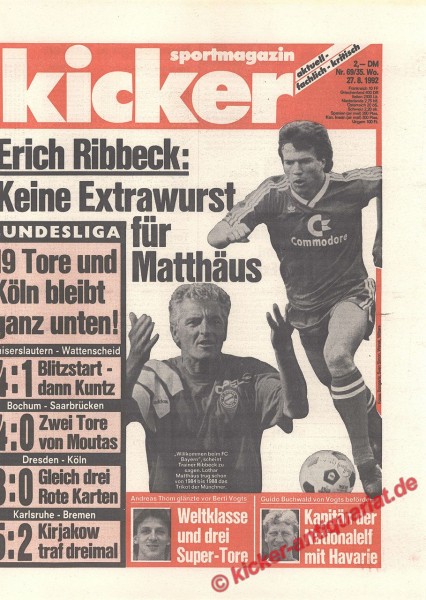 Erich Ribbeck und Lothar Matthäus (Bayern München)