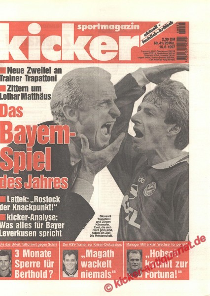 Kicker Sportmagazin Nr. 41, 15.5.1997 bis 21.5.1997