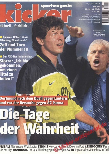 Kicker Sportmagazin Nr. 90, 3.11.1997 bis 9.11.1997