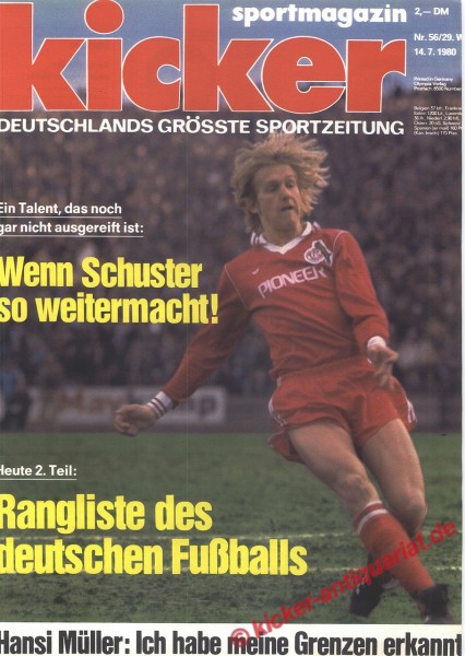 Kicker Sportmagazin Nr. 56, 14.7.1980 bis 20.7.1980